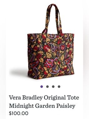 Vera Bradley Midnight Garden Paisley Tote-NWT